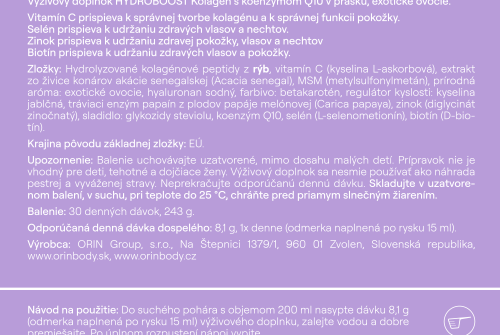 3x ORIN HYDROBOOST Kolagen s koenzymem Q10